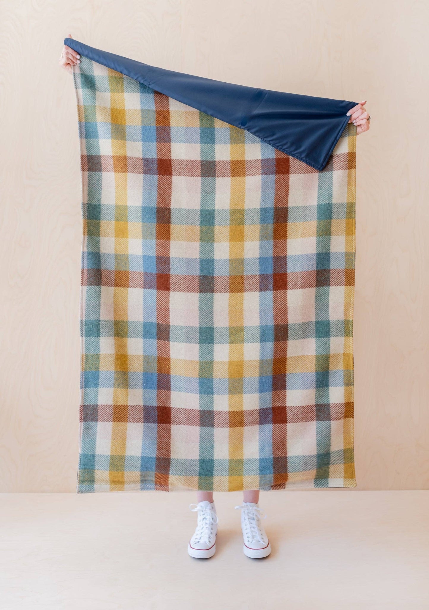 Small Picnic Blanket ~ Rainbow Herringbone Check