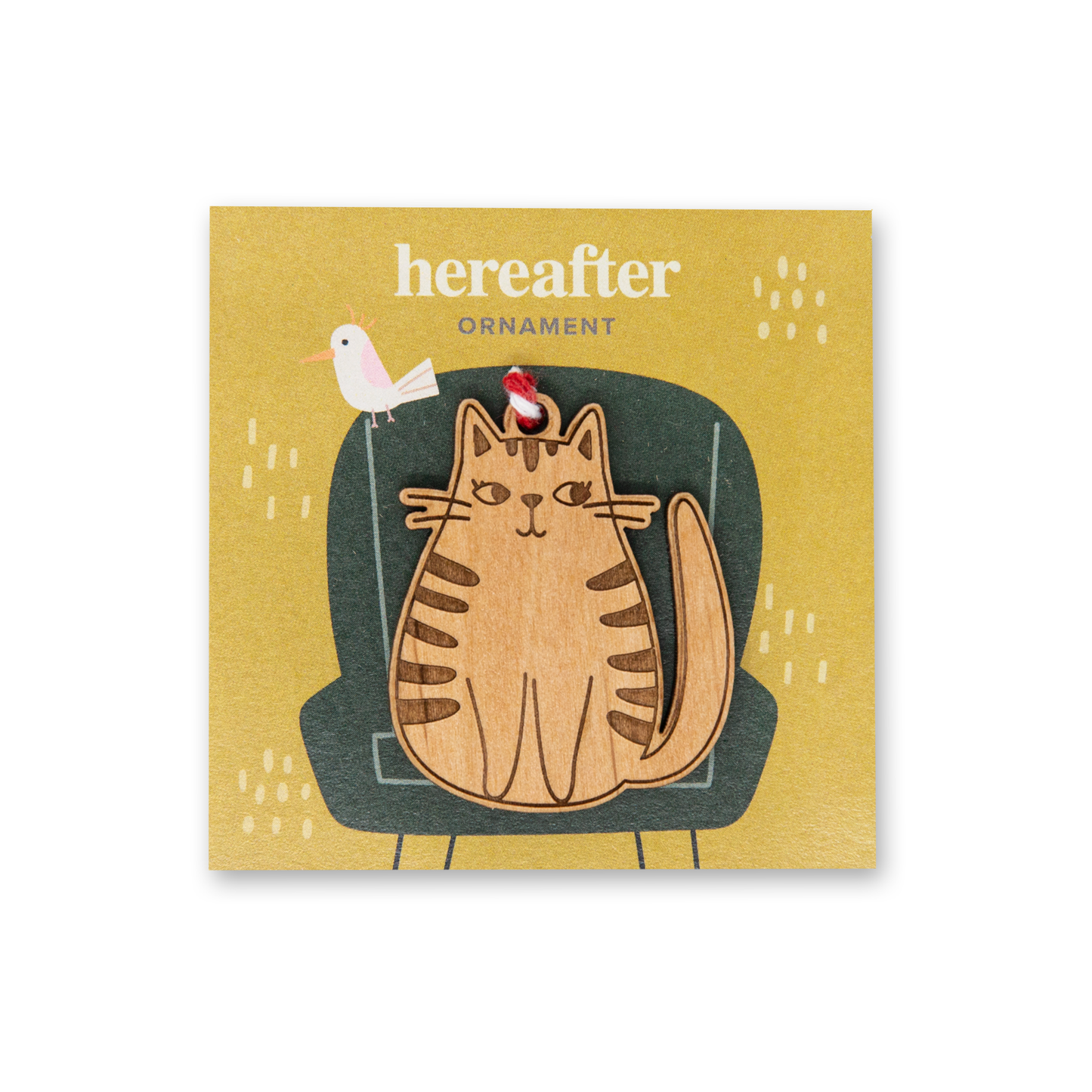 Mini Wood Ornament ~ Tabby Cat