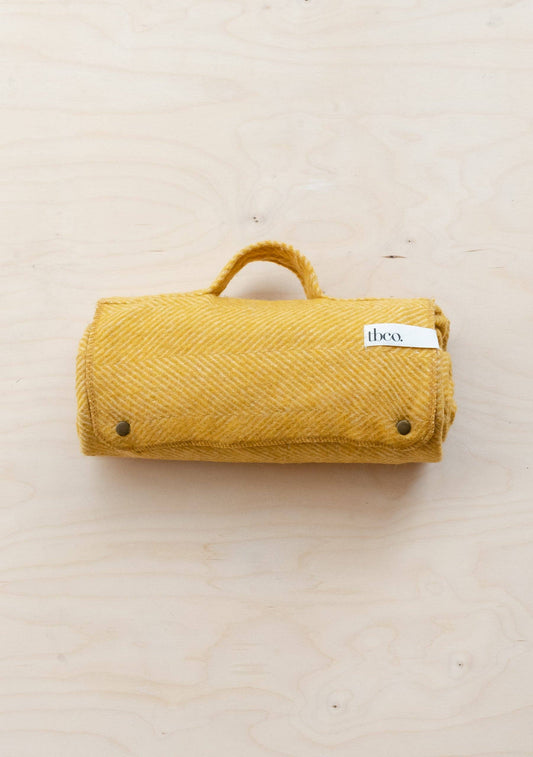 Small Picnic Blanket ~ Golden Herringbone