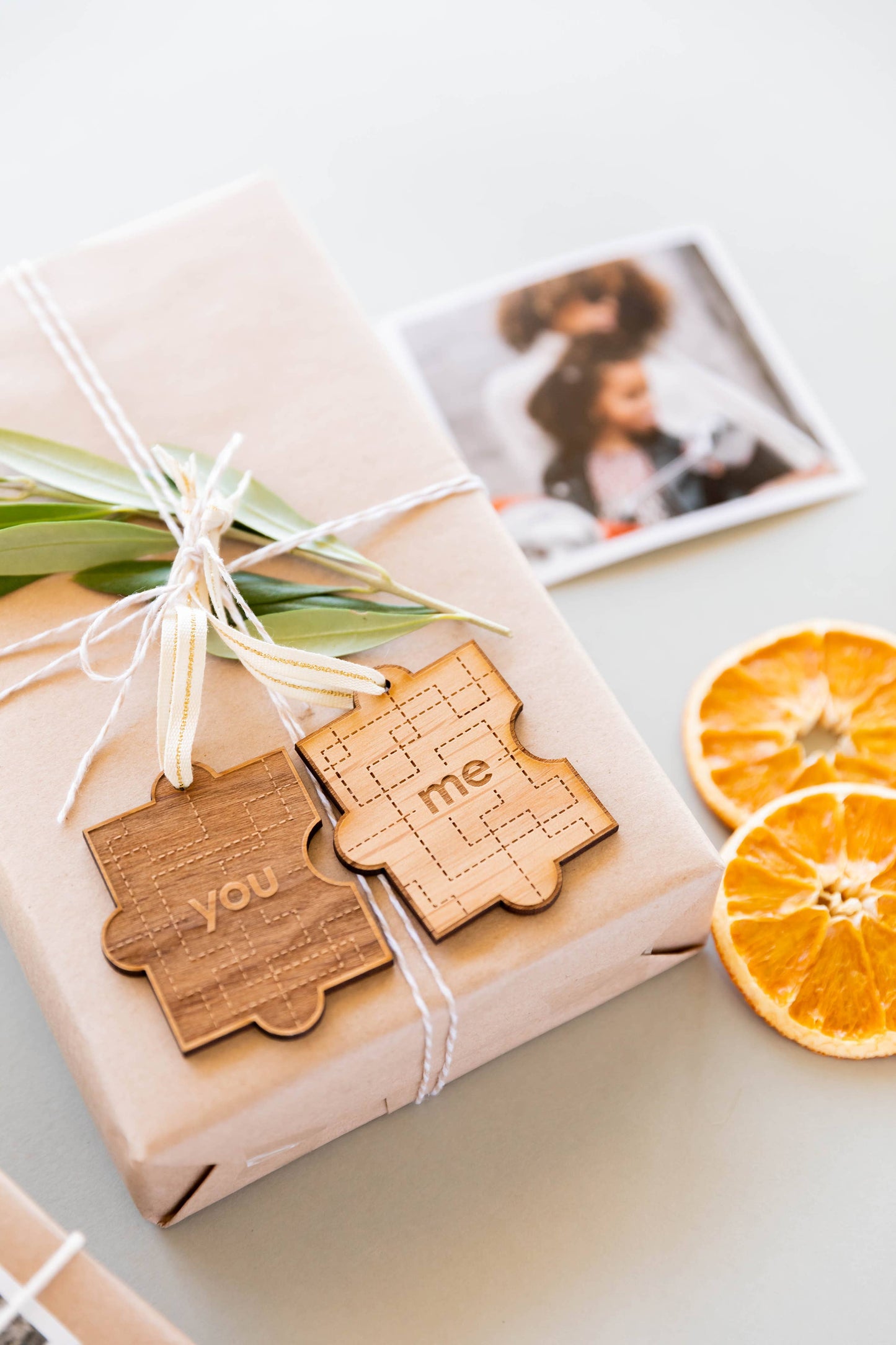 Wood Ornament Pair ~ You & Me