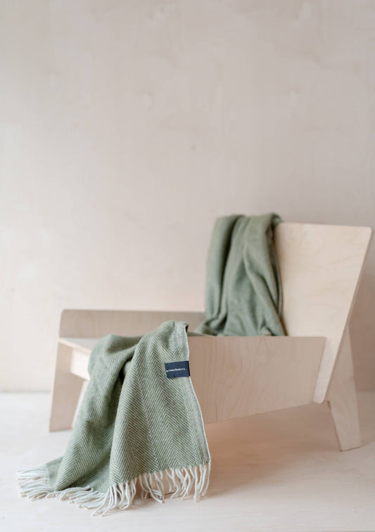 Couch Throw ~ Olive Herringbone
