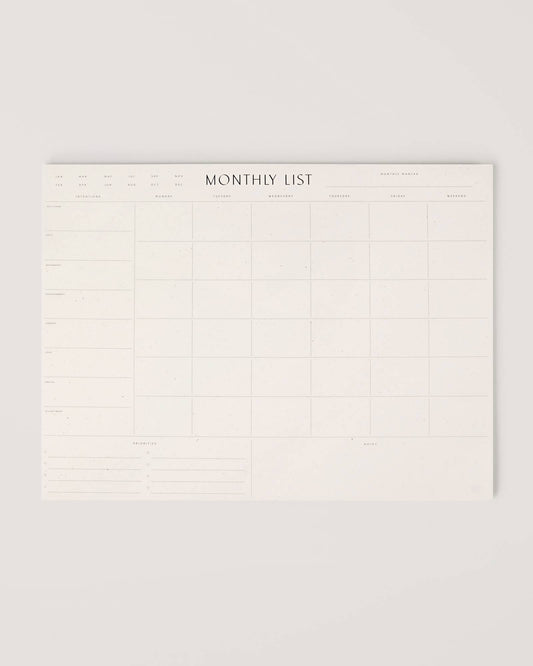 Monthly List Pad