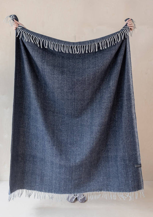 House Blanket ~ Navy Herringbone