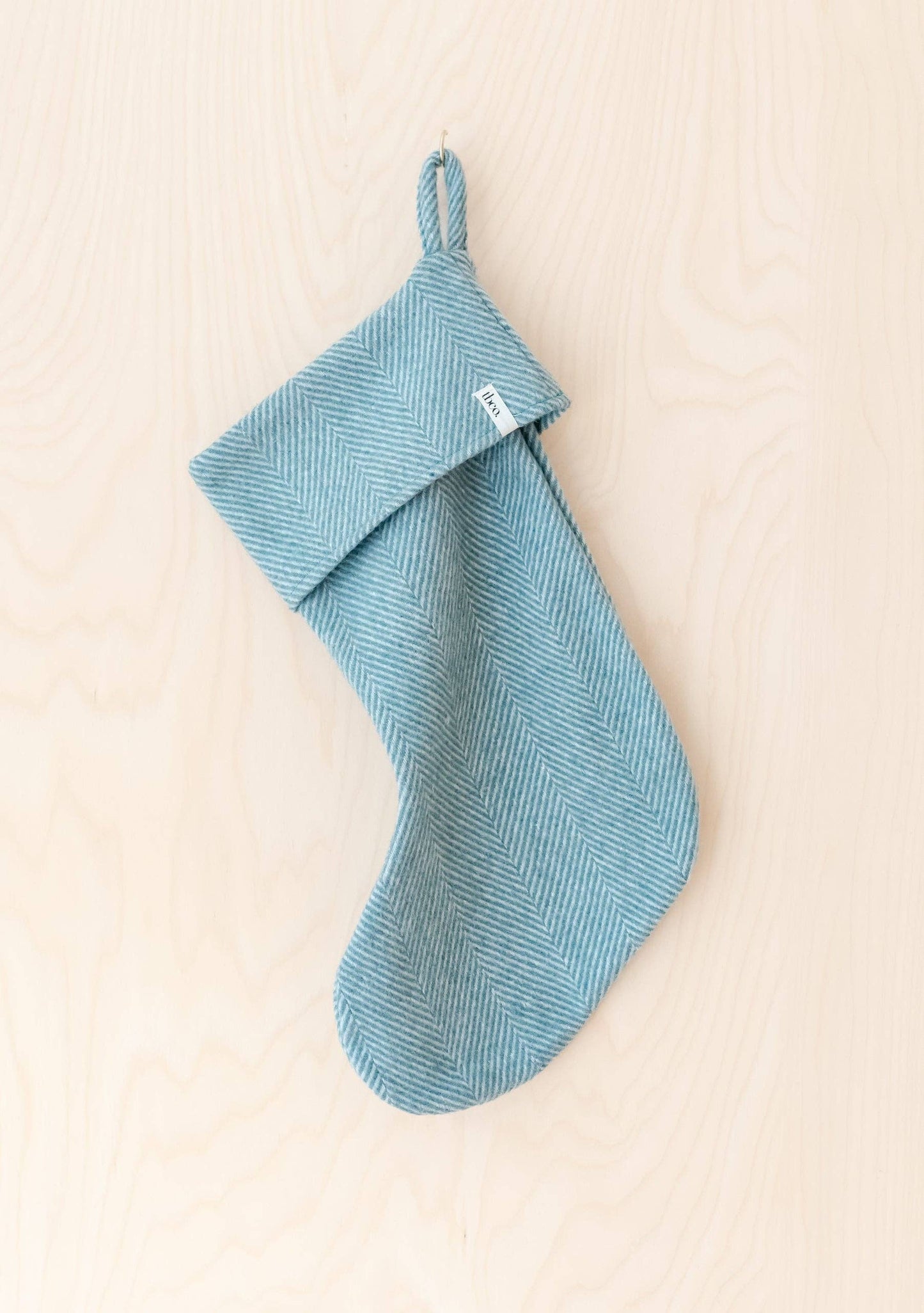 Recycled Wool Christmas Stocking in Pistachio Herringbone