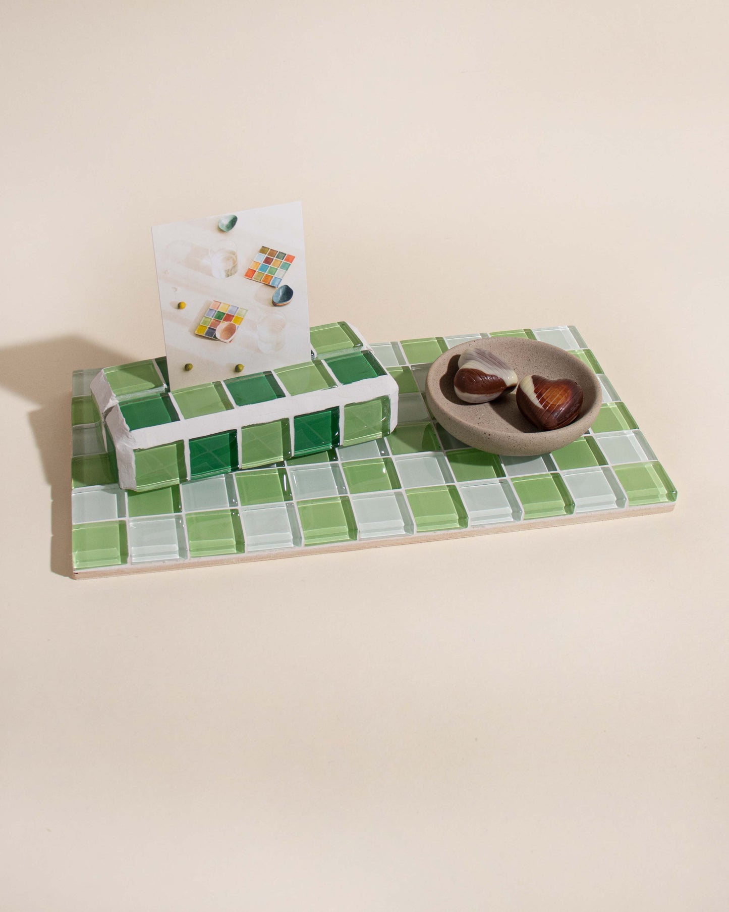 Rectangular Glass Tile Tray ~ Pistachio Milk Chocolate