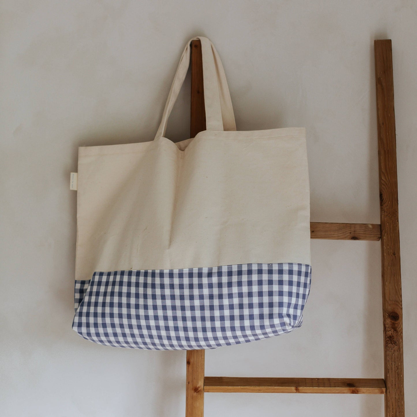 Large Market Bag ~ Navy Gingham