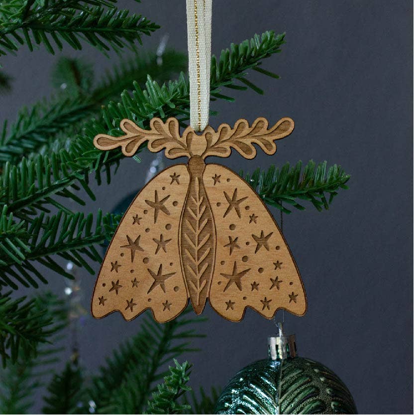 Wood Ornament ~ Starry Moth