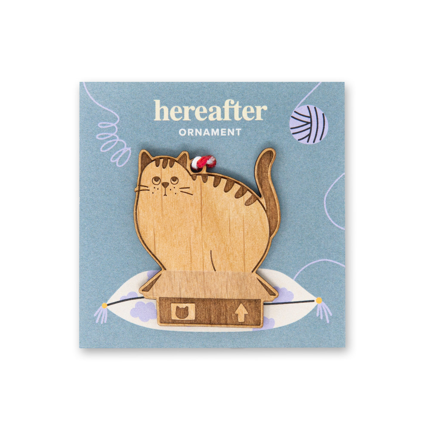 Mini Wood Ornament ~ Box Cat