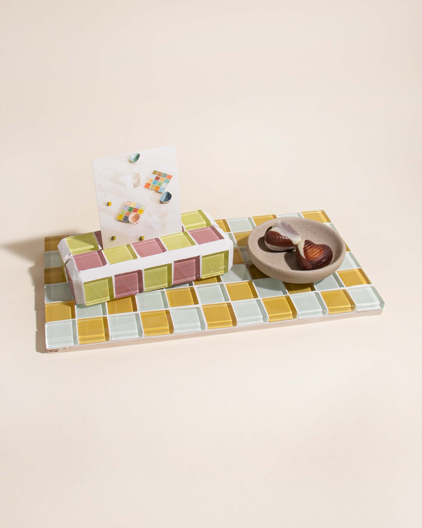Rectangular Glass Tile Tray ~ Honey Milk Chocolate