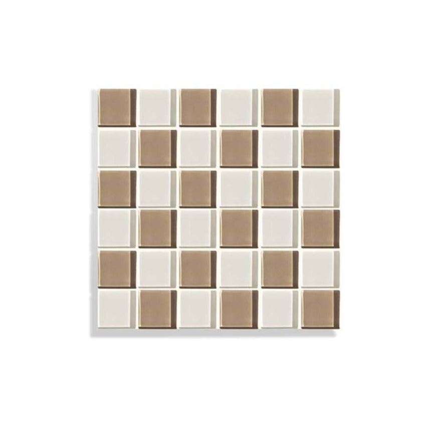 Square Glass Tile Tray ~ Cafe Latte