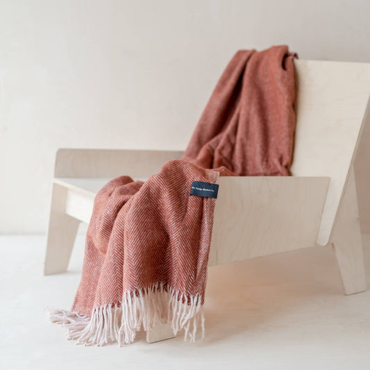 Couch Throw ~ Rust Herringbone