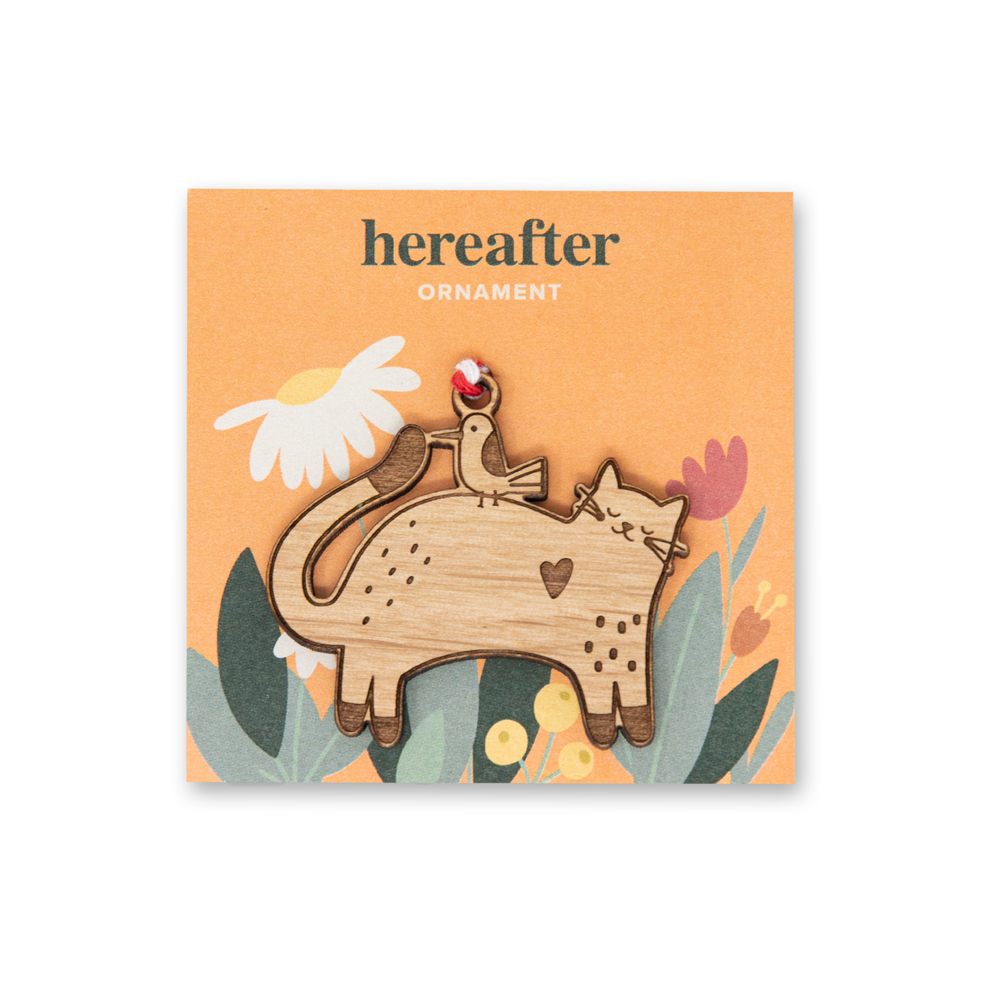 Mini Wood Ornament ~ Bird Cat