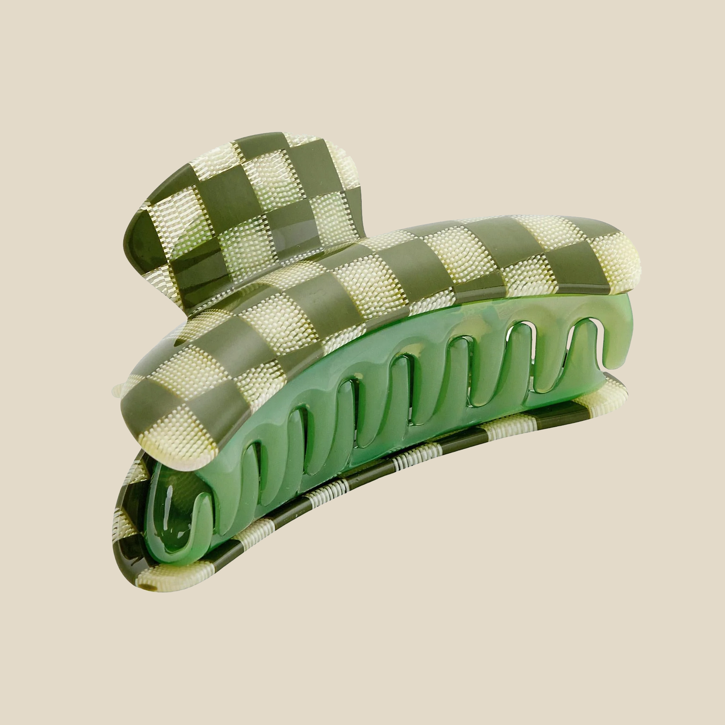 Hair Claw ~ Green Checker