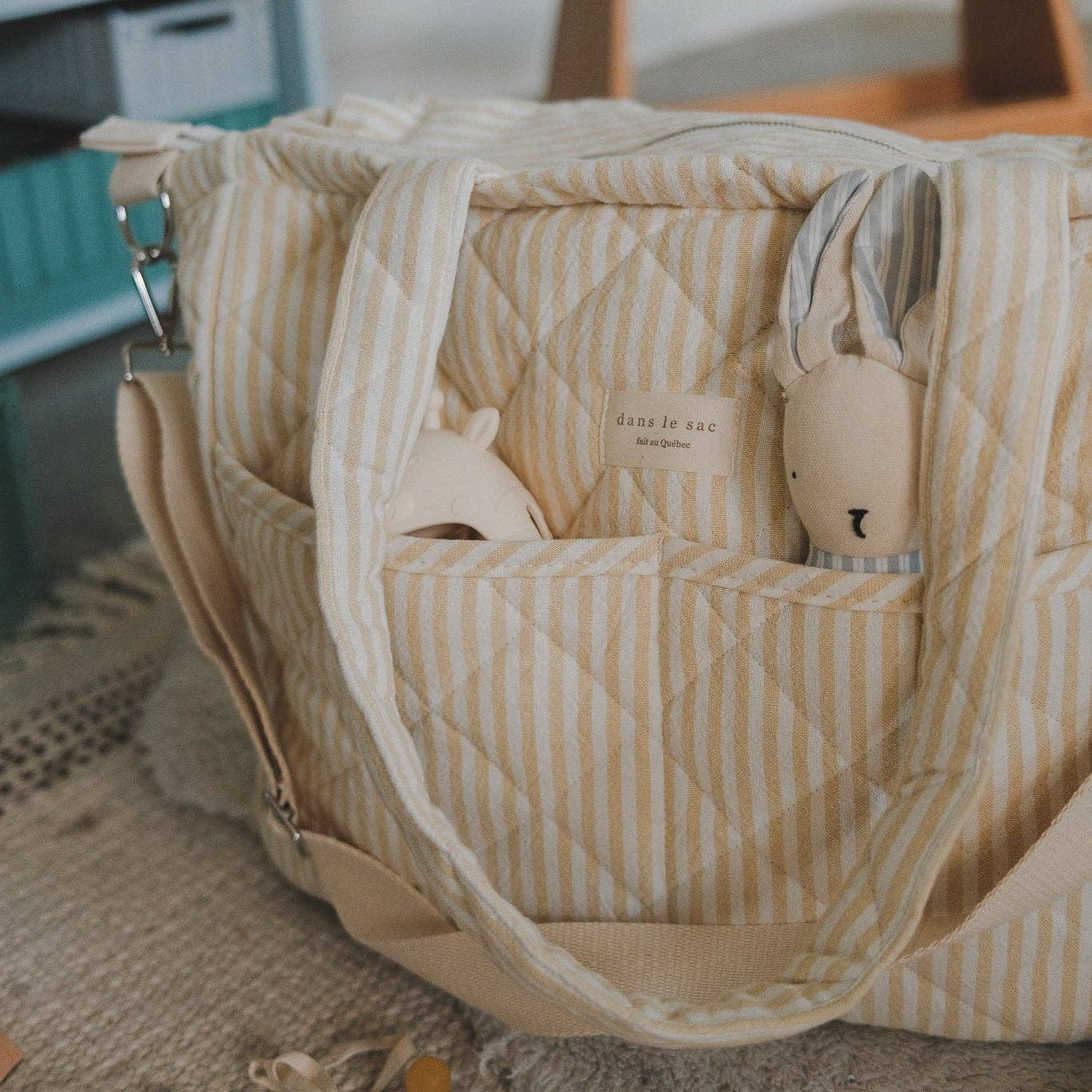 Quilted Diaper Bag ~ Yellow Stripe