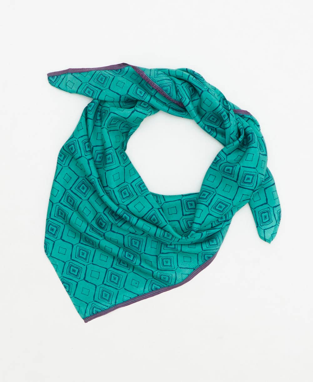 Vintage Silk Square ~ Blue Diamond