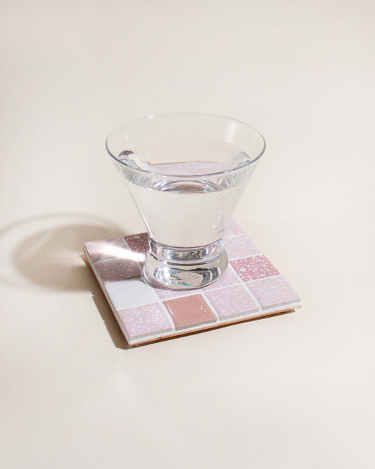 Ceramic Tile Coaster ~ Pink Snow