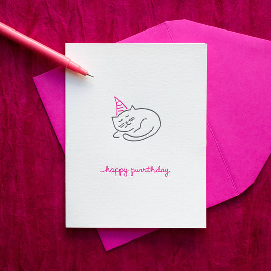 Birthday Greeting Card ~ Happy Purrthday