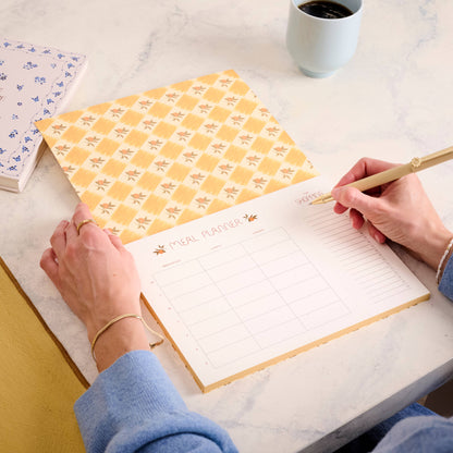 Weekly Meal Planner & Grocery List ~ Orange Check