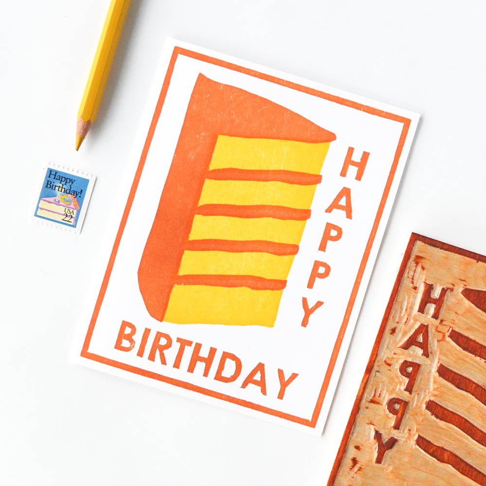 Birthday Greeting Card ~ Yellow Cake