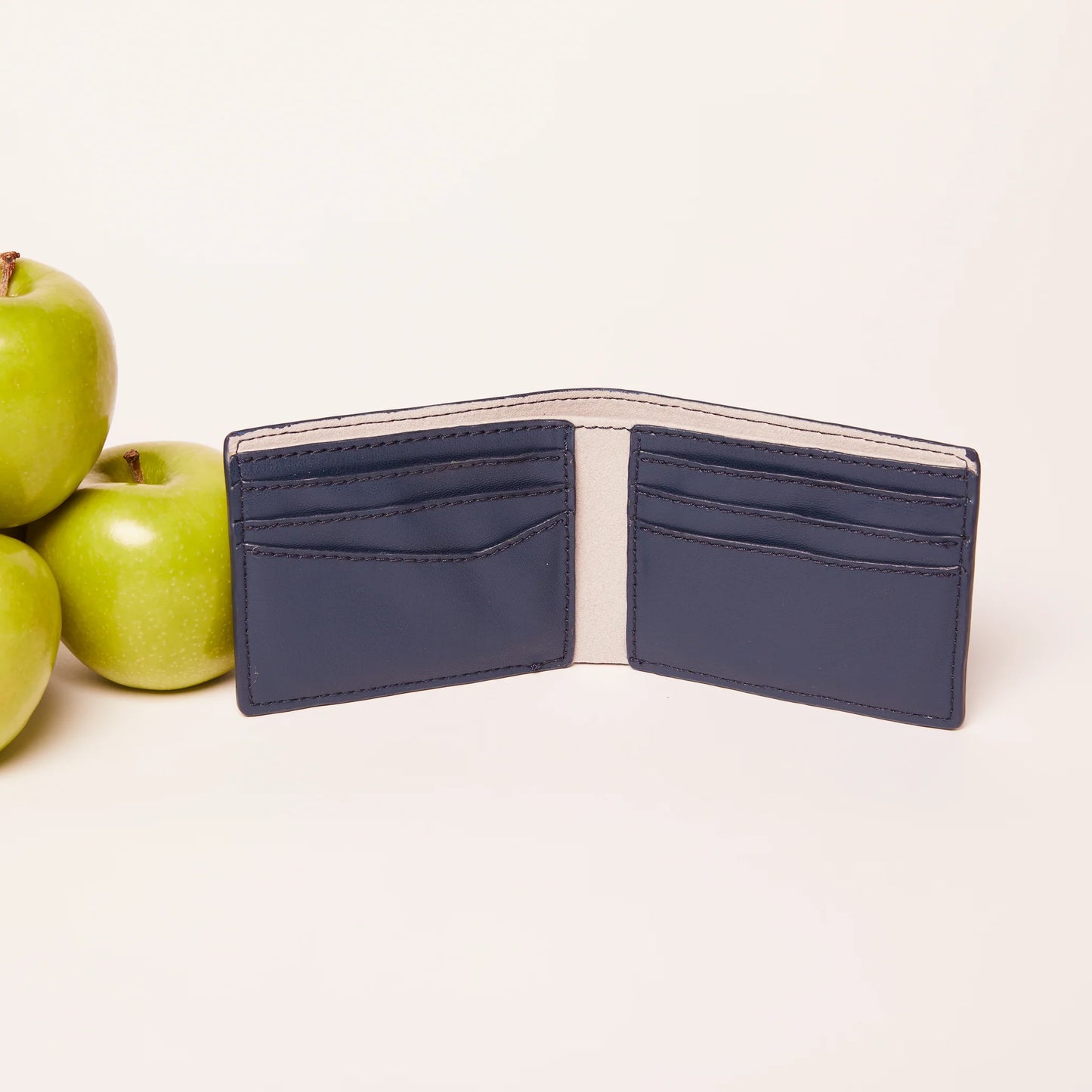Apple Leather Bifold Wallet ~Navy