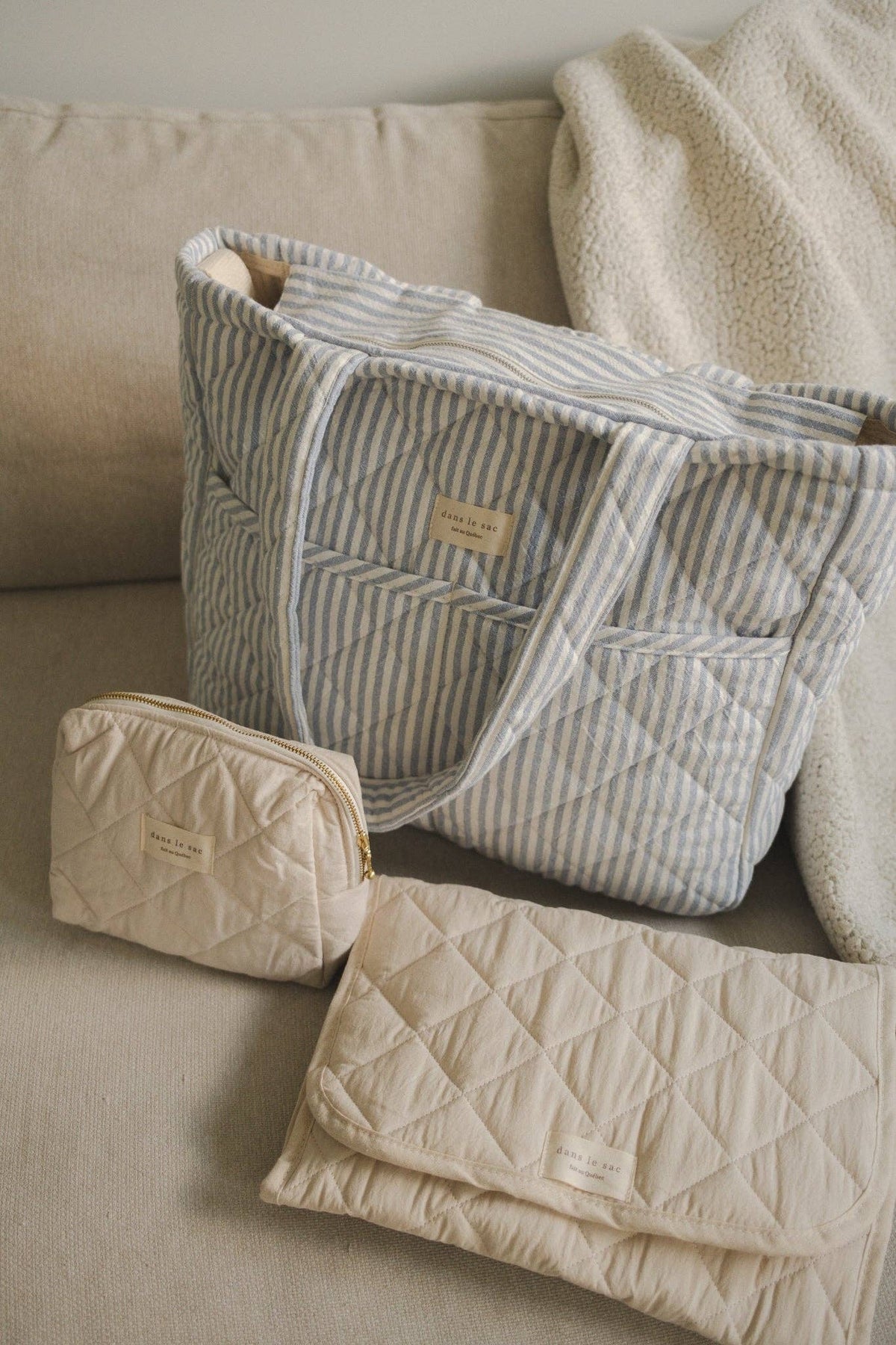 Quilted Diaper Bag ~ Rose Stripe
