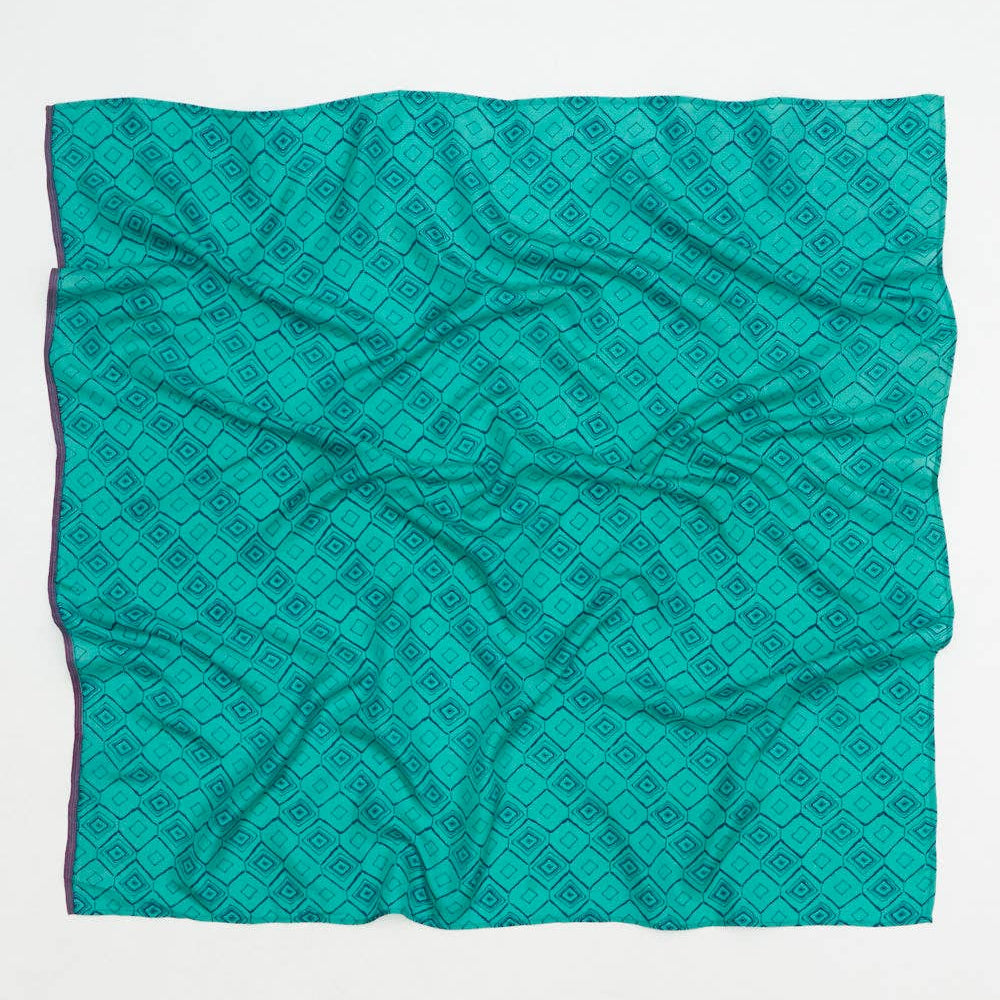 Vintage Silk Square ~ Blue Diamond