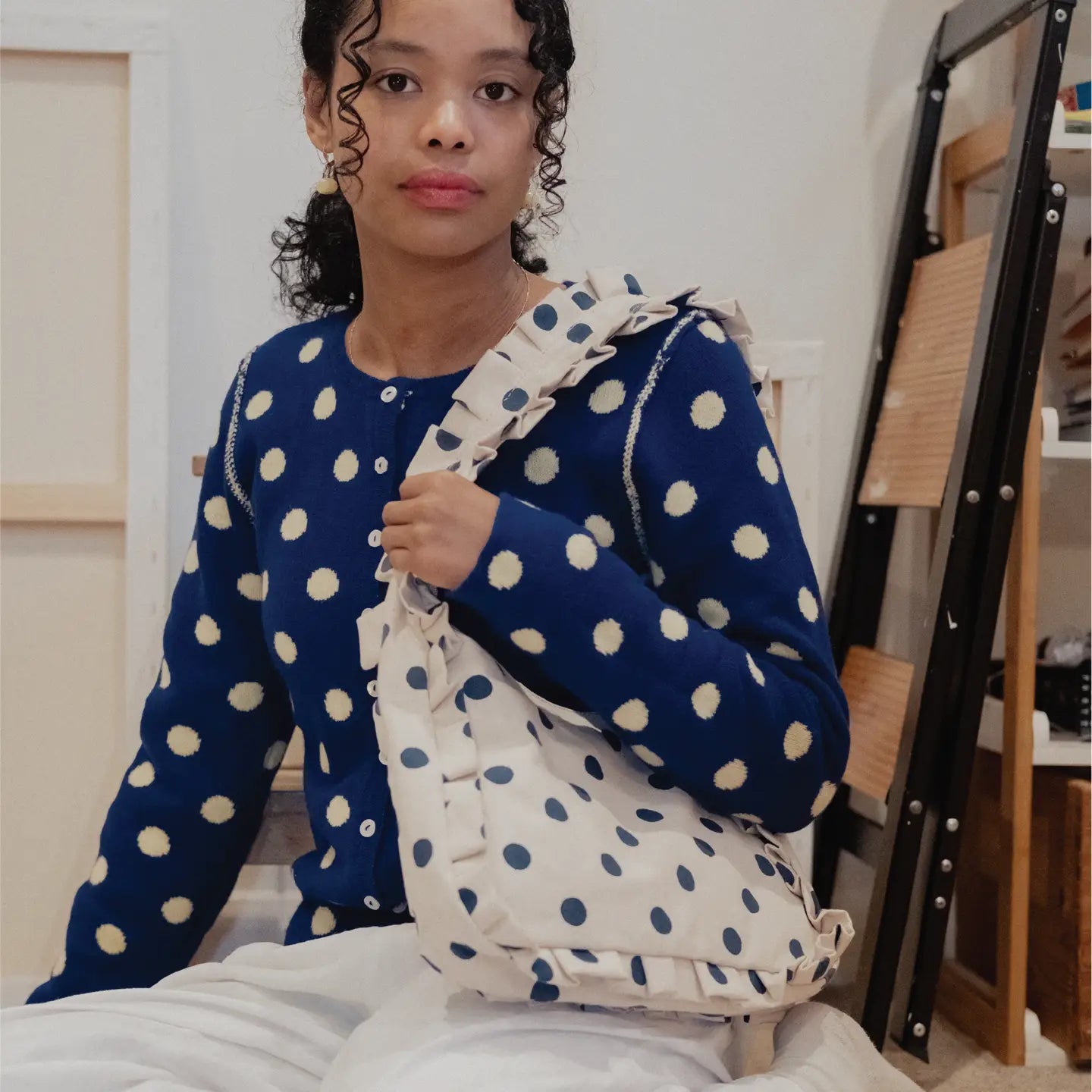 Momo Shoulder Bag ~ Indigo Dot