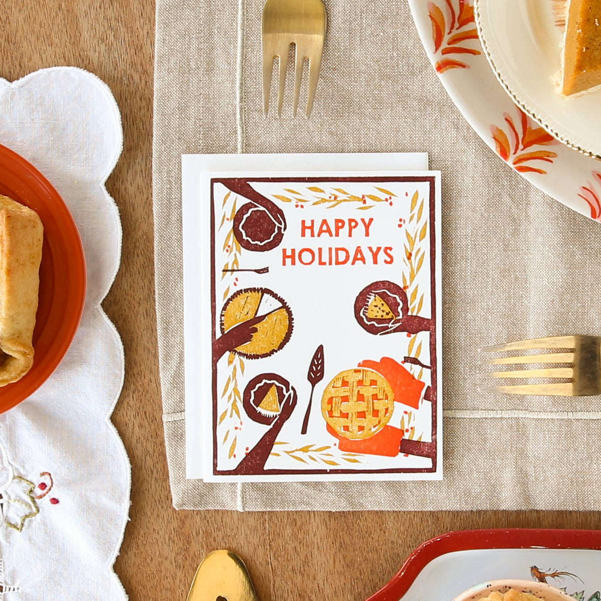 Holiday Greeting Card ~ Happy Holidays Pie Feast