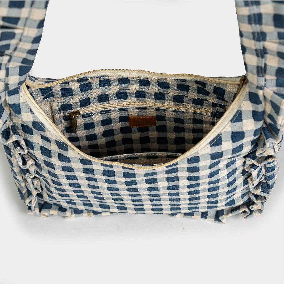 Momo Shoulder Bag ~ Indigo Gingham