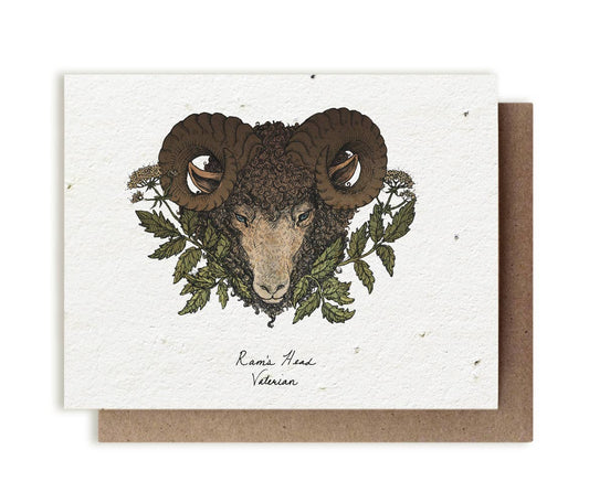 Plantable Greeting Card ~ Ram's Head & Valerian