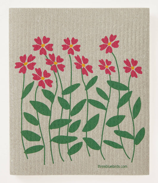Swedish Dishcloth ~ Zinnias on Sand