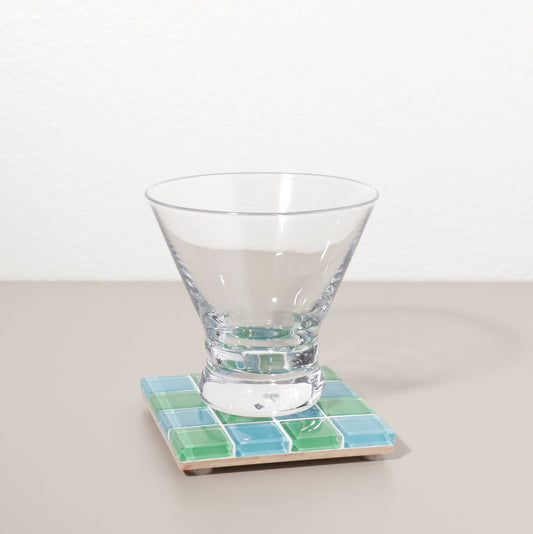 Glass Tile Coaster ~ Greenery