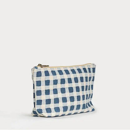 Small Waterproof Pouch ~ Indigo Gingham