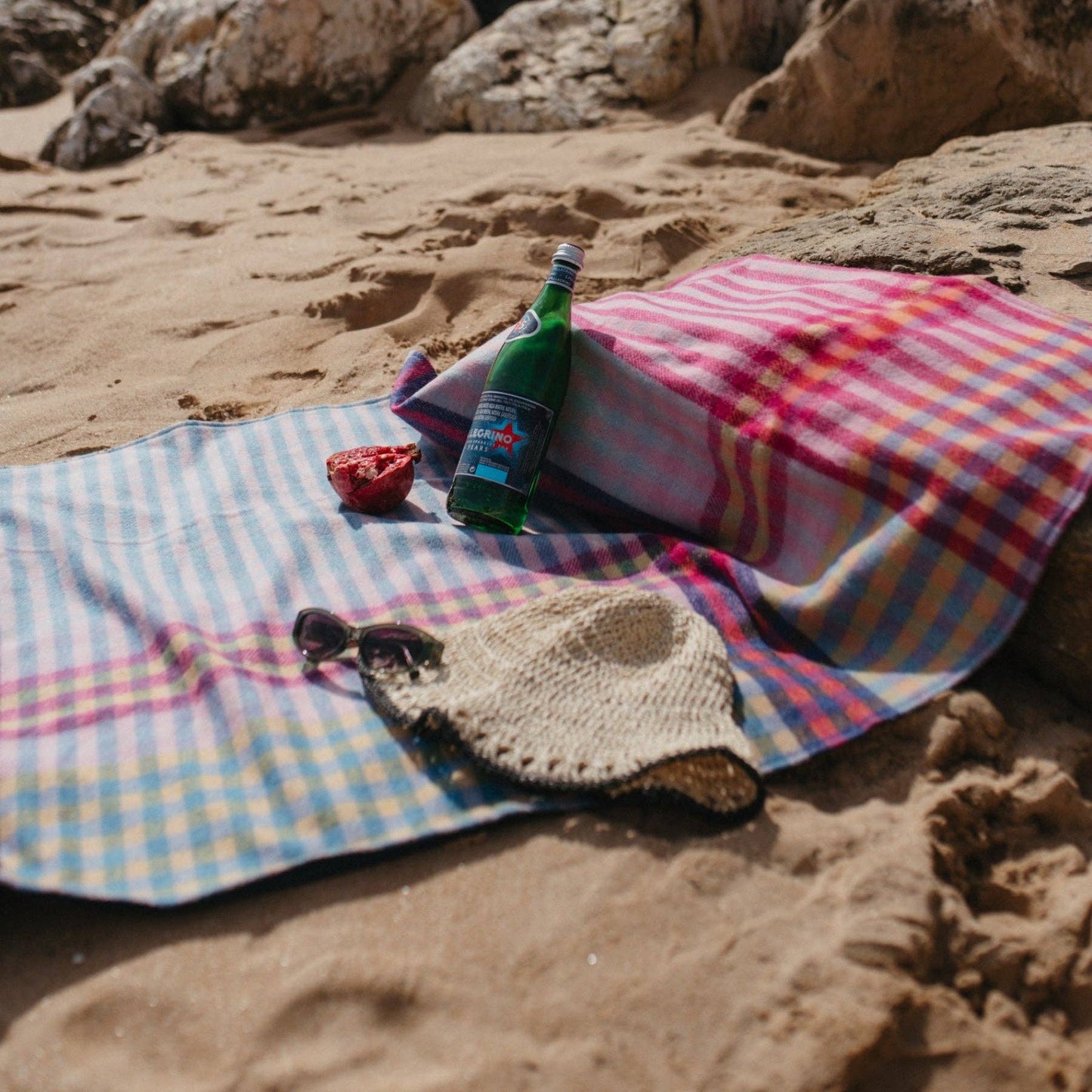 Small Picnic Blanket ~ Pink Micro Gingham
