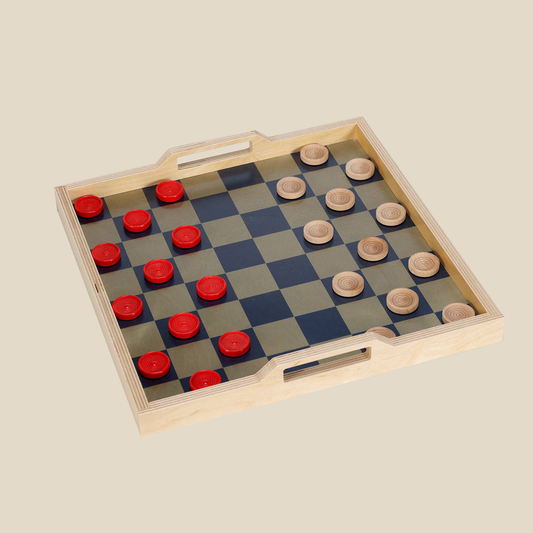 Checker Serving Tray & Game Set ~ Blues