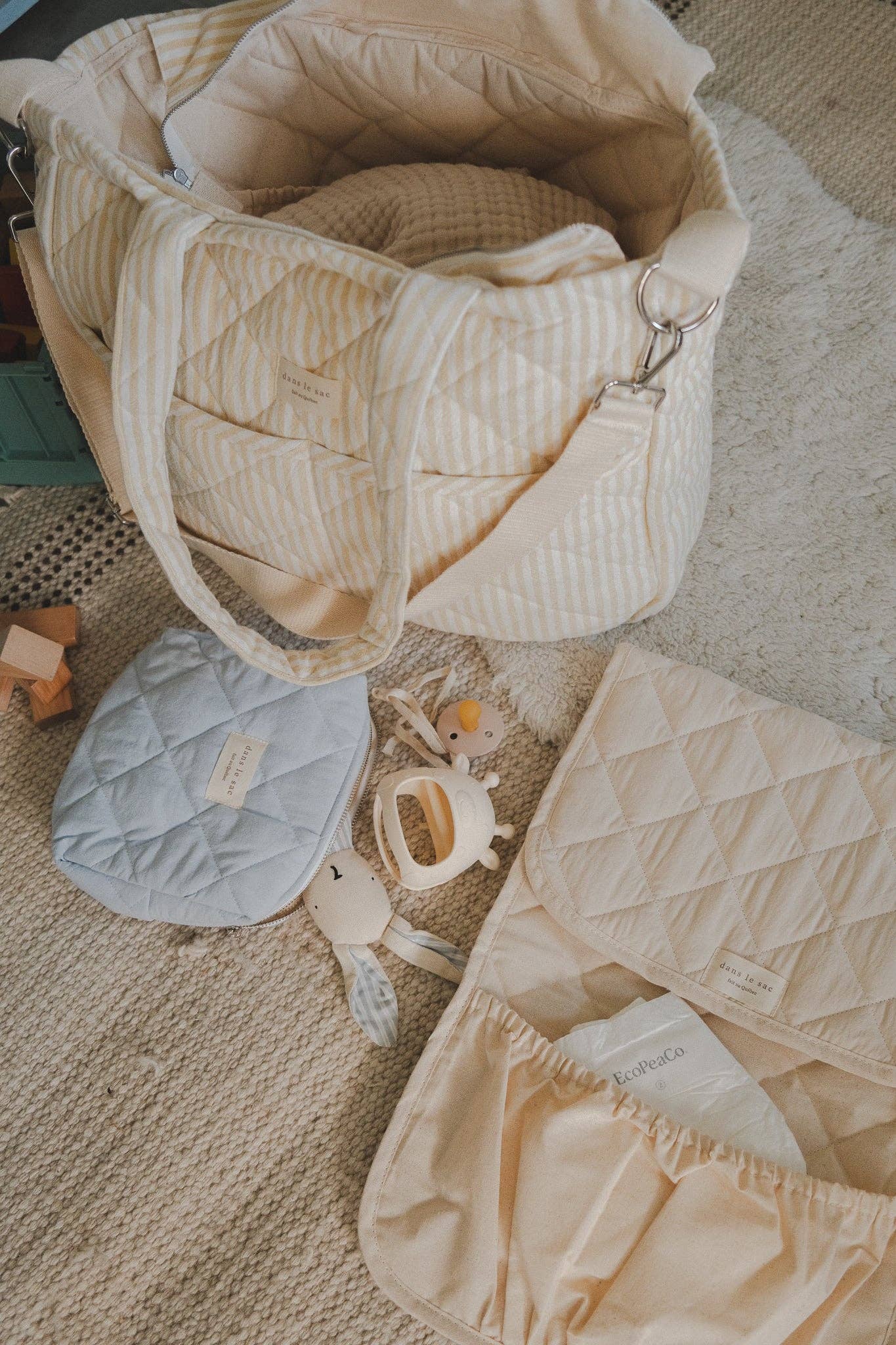 Quilted Diaper Bag ~ Yellow Stripe