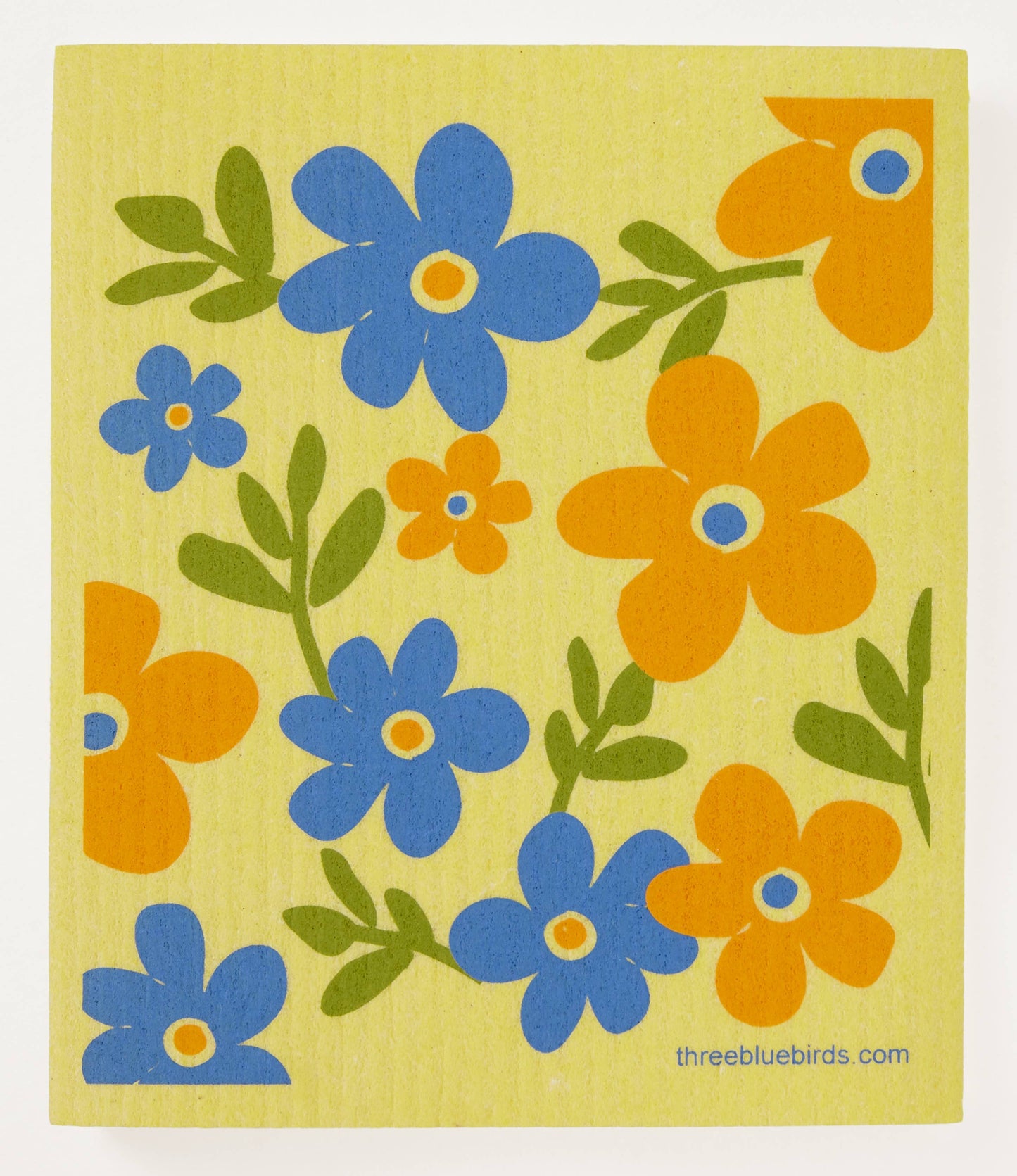 Swedish Dishcloth ~  Flower Patch on Yellow