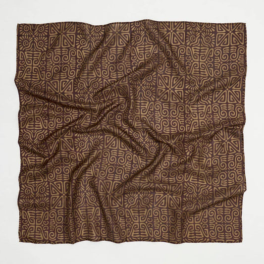 Vintage Silk Square ~ Cocoa Squiggles