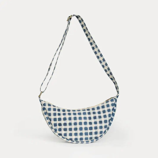 Moon Sling Bag ~ Indigo Gingham