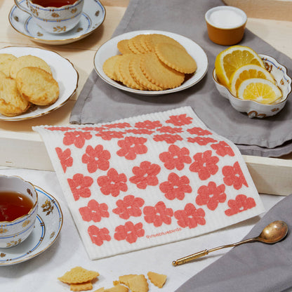 Swedish Dishcloth ~ Coral Poppies