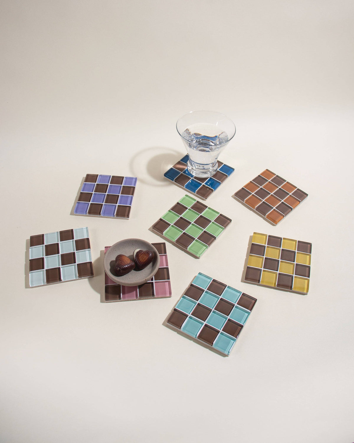 Glass Tile Coaster ~ Mint Dark Chocolate