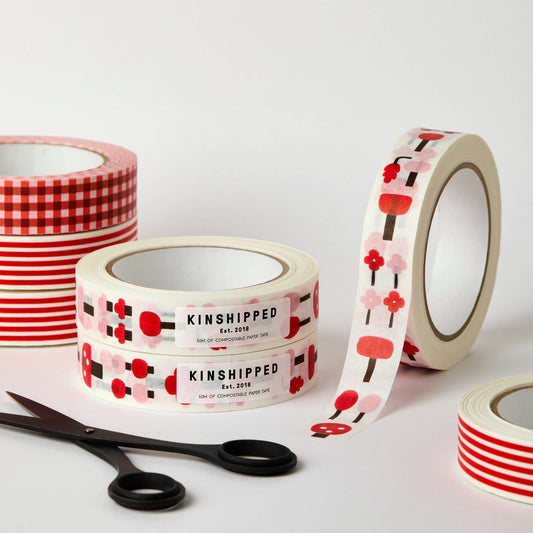 Compostable Paper Tape ~ Pink Trees Mushroom