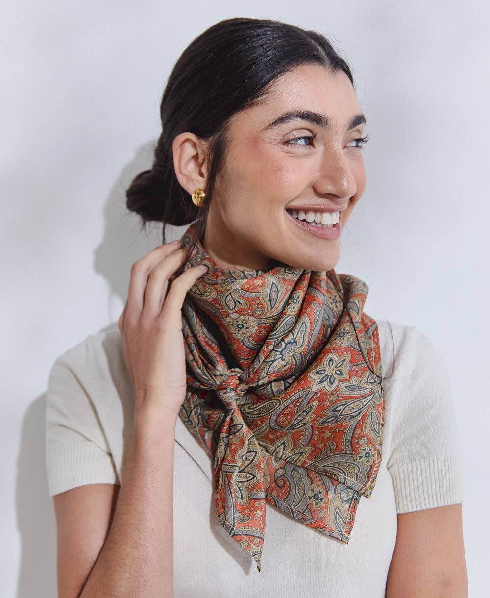 Vintage Silk Square ~ Cocoa Squiggles