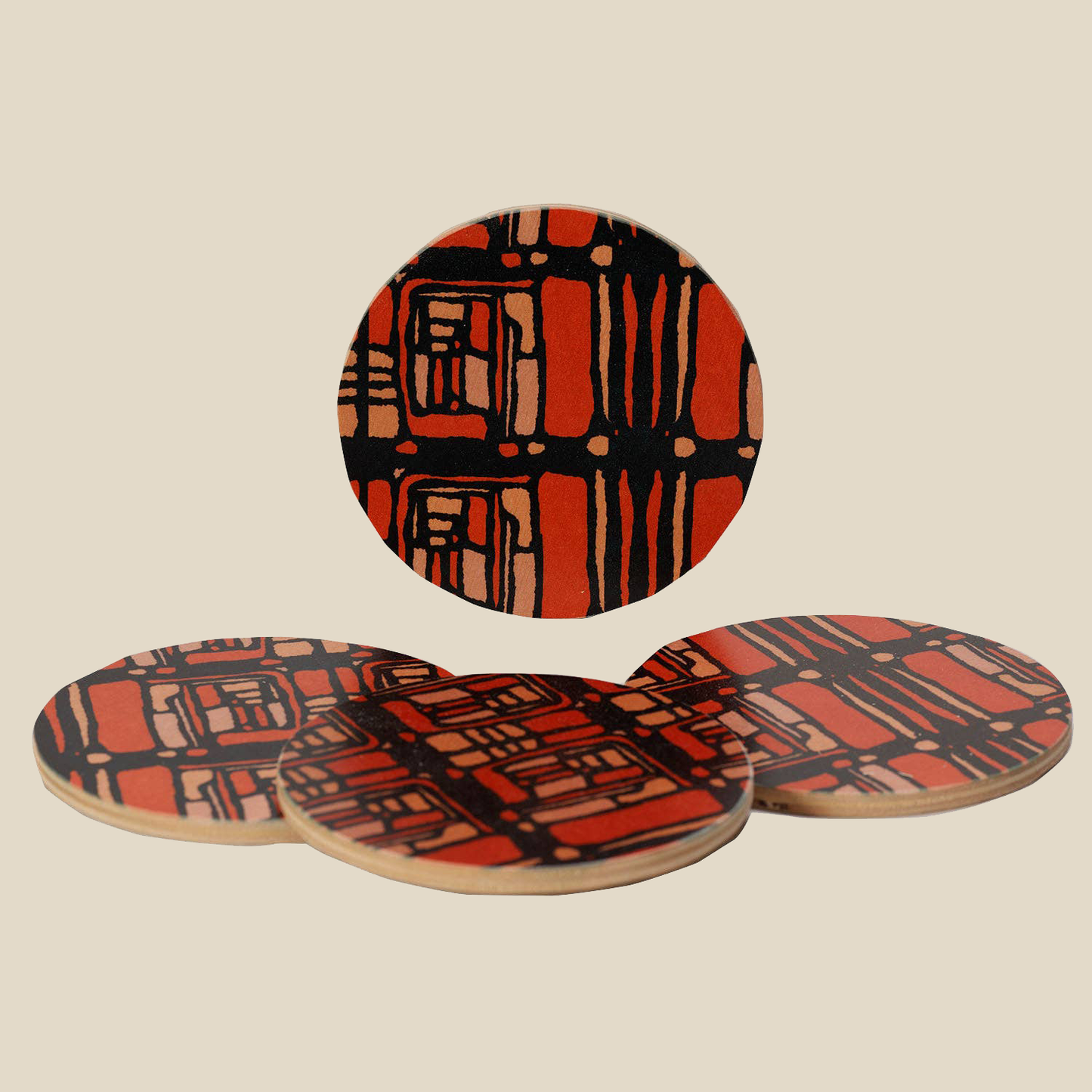 Coasters (Set of 4) ~ Rue Tangerine
