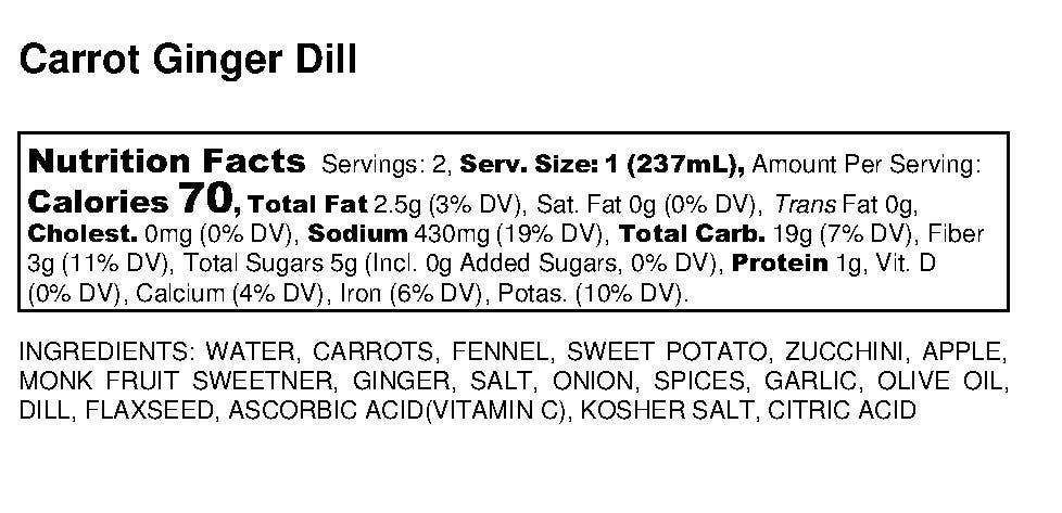 Soup (Shelf-Stable) ~ Carrot Ginger Dill