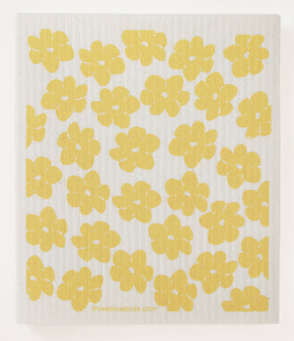 Swedish Dishcloth ~  Yellow Poppies