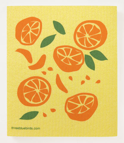 Swedish Dishcloth ~ Oranges on Yellow