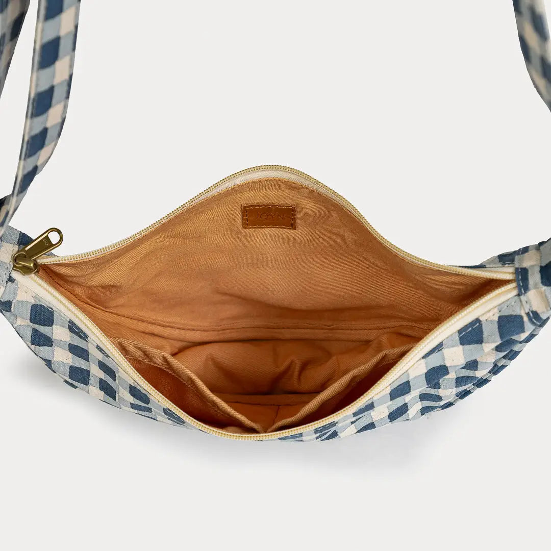 Moon Sling Bag ~ Indigo Gingham
