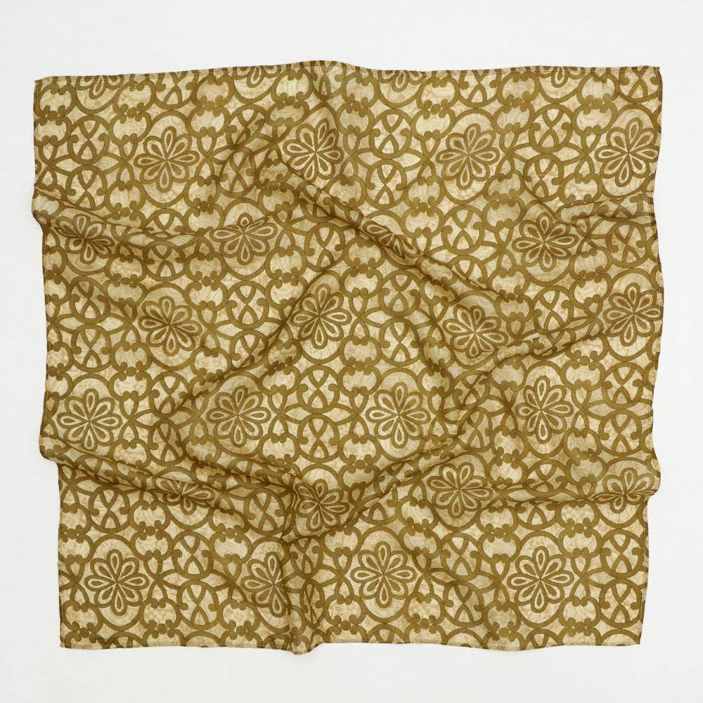 Vintage Silk Square ~ Gold Flower