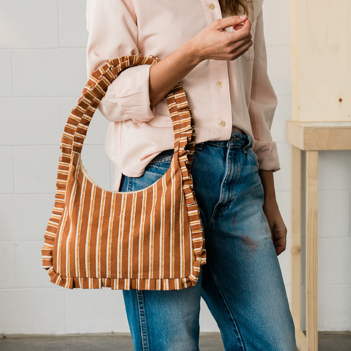 Momo Shoulder Bag ~ Chocolate Stripe